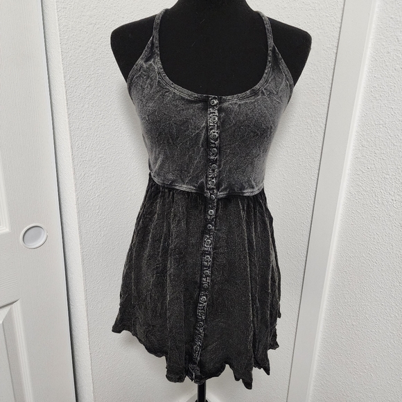 Ecote Moonbeam Button Front Black Tank Dress - Picture 3 of 8